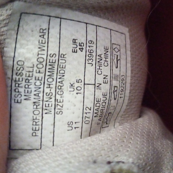 Merrell Palvai Mens Size 11 Hiking Shoes Espresso Suede Leather Waterproof - Picture 4 of 8